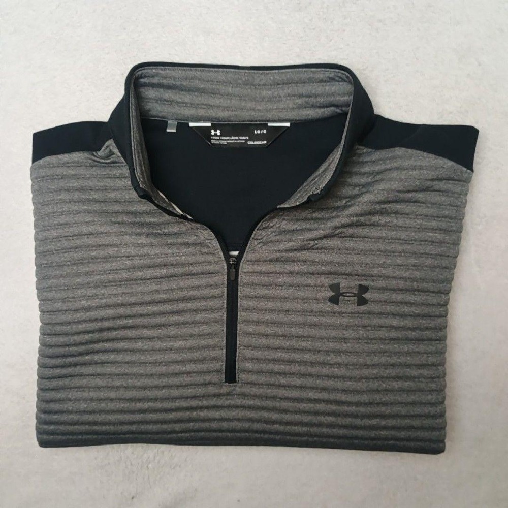 Under Armour Pullover Mens L Gray ColdGear Golf 1/4 Zip Thermal Fleece Work